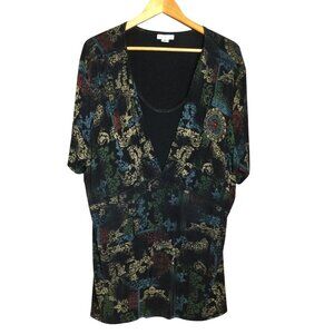 Coldwater Creek Womens 3X Dark Floral Babydoll Fairy Top Blouse Whimsigoth
